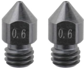 VGOL 2 Stück 3D-Drucker MK8 Düse aus Gehärtetem Stahl 0,6mm Hochtemperatur Düsen Kompatibel mit MakerBot Kompatibel mit End 3 End 3S Metall-Hotend Schwarz