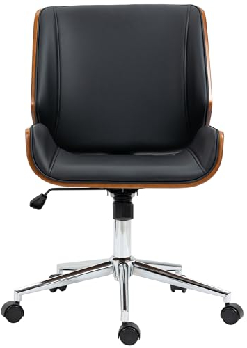 Vinsetto Bürostuhl mit Wippfunktion, Ergonomischer Schreibtischstuhl, Höhenverstellbarer Computerstuhl bis 120 kg Belastbar, Drehstuhl für Büro, Arbeitszimmer, Kunstleder, Schwarz