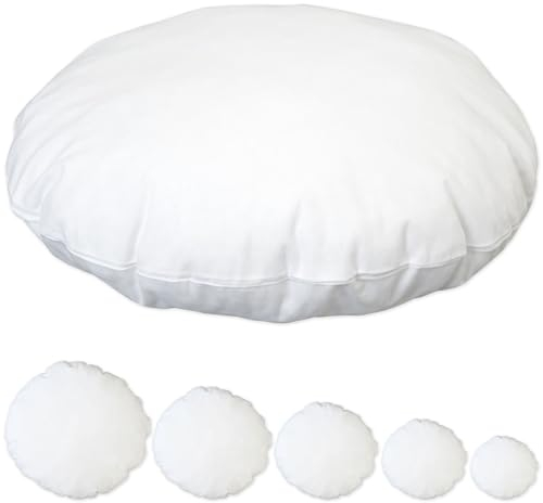 Nurtextil24 Füllkissen RUND 45cm Ø Durchmesser 100% Baumwolle Kissen Inlett GEFÜLLT Weiß Bodenkissen Sitzkissen Rundkissen Stuhlkissen Innenkissen Sofakissen Dekokissen Rückenkissen Reißverschluss