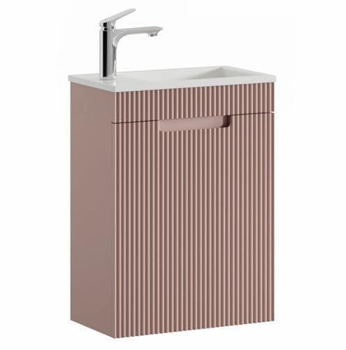 Set di mobili da bagno Thermis, 40 cm, rosa opaca, mobili da bagno con lavandino