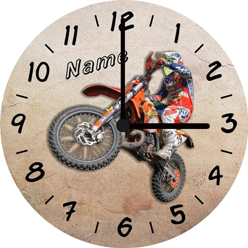 Print Equipment (18.78 Wanduhr Glasuhr 29 cm - Quad Motorrad Motorsport Motorcross Speedway - gern mit Name, 18.80