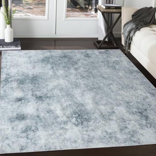 Tinyboy-hbq Alfombras Salon Grande Alfombras de habitacion Moderna 9mm Espesores Pelo Corto Multicolor para Salón,Dormitorio,Felpudo Entrada Casa,Abstracto Gris Blanco/Multi,80x120cm