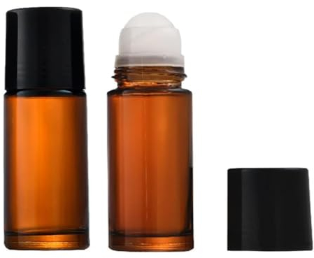 WsjiaboFux 2Pcs Brown 50ml Glass Essential Oil Roller Bottles Refillable Roll on Bottles Empty Deodorant Bottle Containers Rollerball for Fragrance Roller Refillable Containers Accessories