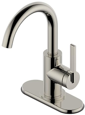 Derengge F-1328-PN Badezimmer-Wasserhahn, Einhebel-Badezimmerarmatur mit Wasserzufuhrleitung, 1 Loch oder 3 Löcher, Waschtischarmatur mit Pop-Up-Ablauf, poliertes Nickel-Finish,