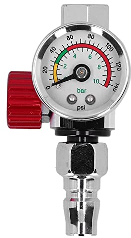 Ejoyous Druckminderer Druckluft, Spray Gun Regulator Lackierpistole Druckminderer mit Manometer G1/4-Zoll-Gewinde für Farbspritzpistolen-Luftdruckregler Druckregulierungsventil