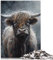 Jigsaw Puzzle Gift Charcoal Highland Cow Jigsaw Puzzle Adult 1000 Wood Jigsaw Fun at Home Activities, Birthday Present,Travel Gifts, 1000pcs（50x75cm）