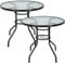 TAUIANE Terrassen-Esstisch Runder Bistrotisch Gartenmöbel Gartentisch Mit Rahmen Platte Aus Gehärtetem Glas,90cm,2PCS
