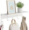Bethom Wandgarderobe mit Ablage, Metall Hutablage Garderobe Wand, Garderobenhaken Weiß, Wandregal mit 5 haken für Flur, Wohnzimmer, Schlafzimmer, Badezimmer, 43 x 10 x 12 cm