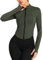 XDSP Veste de Sport Femme Respirante Veste de Course Zip Manches Longues Yoga Running Schage Rapide Lger avec Fermeture clair Haut de Fitness avec Trous pour Les Pouces Jogging Randonne