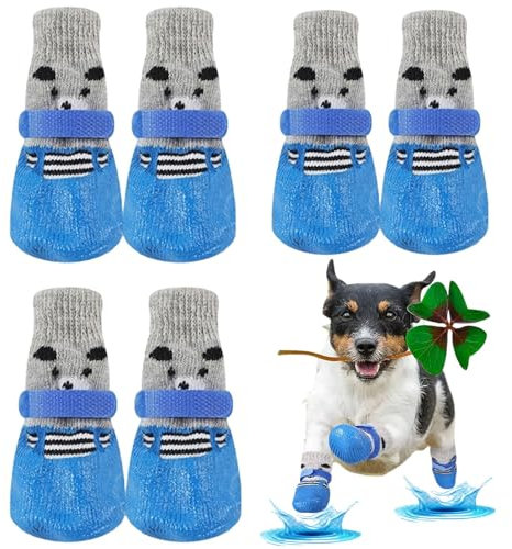 6 Stück Hundesocken Anti-Rutsch,Hundesocken Schuhe Hund Outdoor,wasserdichte Hundeschuhe,Haustier Hundesocken,Hundesocken Anti Rutsch,Pfotenschutz Hund Wasserdicht,für Hunde im Innenbereich im Freien