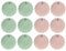 YöL Set of 12 Floral Edged Plastic Plates Summer Dining Outdoor Picnic BBQ Blush Pink Sage Green Trendy Tableware