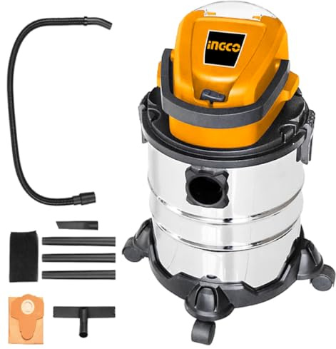 Ingco Cli2005e Aspirapolvere Aspiraliquidi a Batteria 20 V Bidone Aspira polvere Liquidi 20 Lt Solo corpo