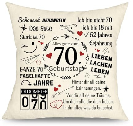 Geschenkideen zum 70. Geburtstag Frauen Zierkissenbezüge Geburtstag Geschenke für 70 Jahre alt Frauen Mann Deko Kissenbezüge 70 Jährige Opa Oma Freundin Geburtstag Andenken 1 Stück (70th-45x45cm)