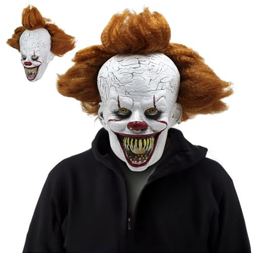 JIMACRO Horror Maske Latex, Halloween Masken Maske Persona für Halloween Karneval Party Kostüm Cosplay Kostüm Dekorationen