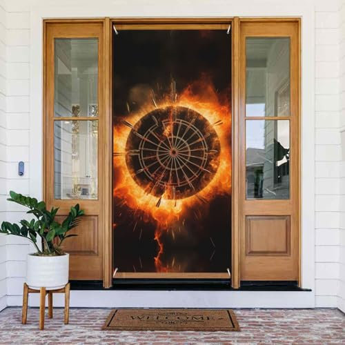 Dart Board Türabdeckung Dekoration Banner, festliche Dekoration, Stoff, Halloween, Weihnachten, Veranda, hängende Dekoration, 90 x 185 cm, faltbares Terrassen-Party-Banner