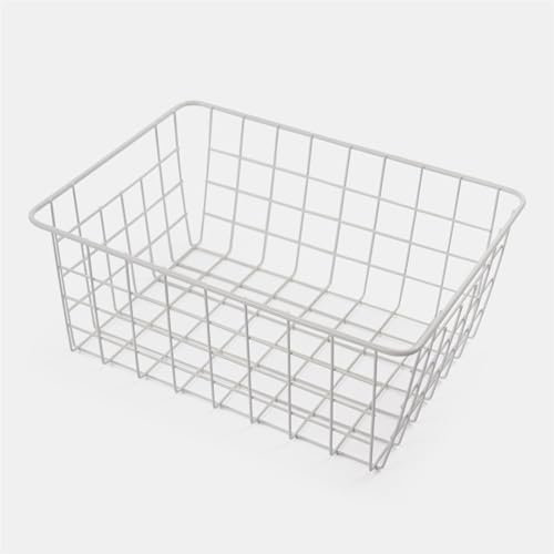 OHS Kitchen Storage Rack, Small Baskets for Kitchens Pantry Bathroom Cupboards Organising Kitchen Vegetable Storage Rack Metal Wire Basket Storage, White