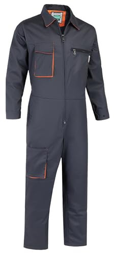 Yukirtiq Men's Work Wear Boilersuit Coverall with Multi Pockets Heavy Duty Polycotton Overall Trousers Mechanics Boiler Suit