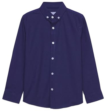 Enorsia Boys Long Sleeve Stretch Oxford Shirt (3-14 Years) with Soft Cotton Blend Febric Button-Down Collar, Smart Casual School Shirt Multiple Colours & Easy Care