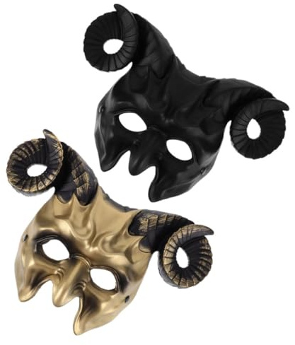 OFFIGAM 2pcs Horn Mask Halloween Ram Horns Mask Creepy Men Pr