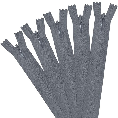 5er-Set unsichtbare Reißverschlüsse, 40 cm/16 Zoll Nylonreißverschlüsse für Nähen, Kissen, Röcke, Hosen, Kleidung und Taschen (Hellgrau)