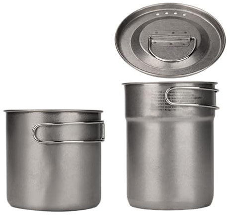 FmtwPhn Olla De Camping Acero Inoxidable | Olla de Cocina con Asa Plegable | Juego de Cocina Portátil para Exteriores con 2 Tazas de Acero Inoxidable para Acampada Viajes