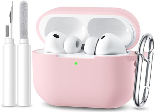 Maledan für AirPods Pro 3 Hülle (2025) - Weich Silikon Stoßfeste Schutzhülle Kompatibel mit Apple AirPods Pro 3 Case Cover mit 3-in-1 Reinigungskit & Karabiner [LED Sichtbar],Rosa