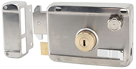 Generic Serratura per Cancello Esterno Antifurto in Acciaio Inossidabile con Maniglia per Porta in Legno Serratura di Sicurezza Antiruggine per Progetti Scolastici, Progetti Alberghieri, Argento