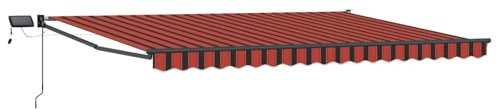 vidaXL Toldo Manual retráctil con Leds Naranja y Marrón 4 x 3 m, Toldo de Sol Exterior, retráctil, Manual, Moderno y Duradero, con Luces LED y Que Ahorra Espacio
