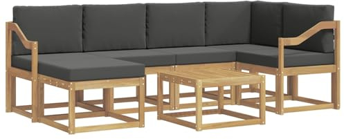 vidaXL Outdoor-Sofagarnitur 7 pcs Weiß und Anthrazit Massivholz Akazie, Garten Sofa, modernes Eckset, wetterfestes Loungemöbel, Terrassen Sitzmöbel für entspannten Komfort