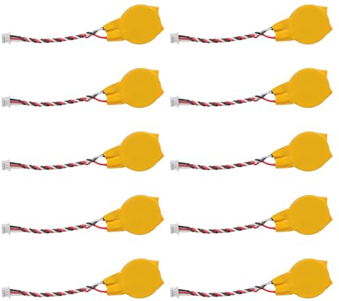 10 pilas de botón de iones de litio CMOS para laptop de 3 V 2032 con 3 cables y cable de 3 pines