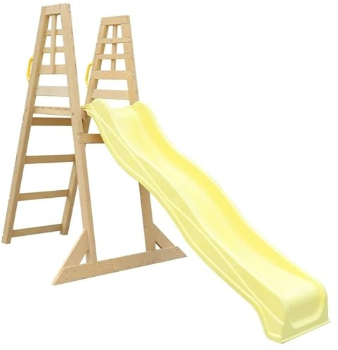 Scivolo per bambini da esterno, SCIVOLO da Giardino in Plastica per Bambini con Solida Struttura in Legno 4 Gradini. Dimensioni 262x60x183cm. (Premium)