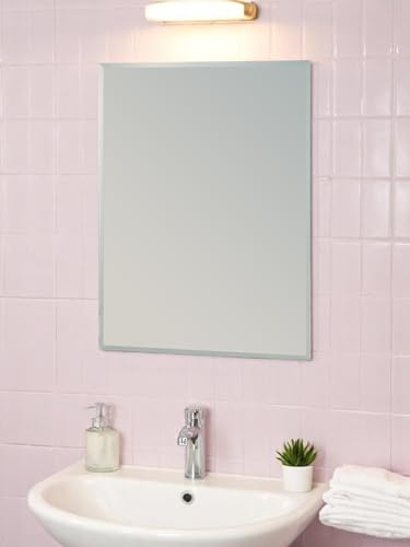 Showerdrape Fairmont Frameless Bathroom Wall Mirror, Wall Mounted Bathroom, Modern Bevel Edge Rectangular Wall Mirror For Living Room Hallway or Bedroom.