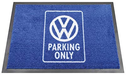 BRISA VW Collection - VW Logo Doormat Welcome rug | Volkswagen VW Logo Doormat, Dirt Trapping Mat, robust, Washable, for Front Door, Garage, 70 x 50 cm, Parking Only/Blue