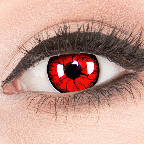 Funnylens Rote Kontaktlinsen 'Metatron' MIT STÄRKE - 1 Paar Farbige Crazy Fun Motivlinsen inkl. Behälter -4,00