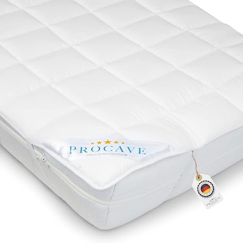PROCAVE® Matratzenschoner 110x200 cm Topper | Matratzenauflage mit 4 Eckgummis | Atmungsaktive Matratzentopper & Matratzenauflage | Anti Milben Matratzenbezug | Mattress Topper Made in Germany