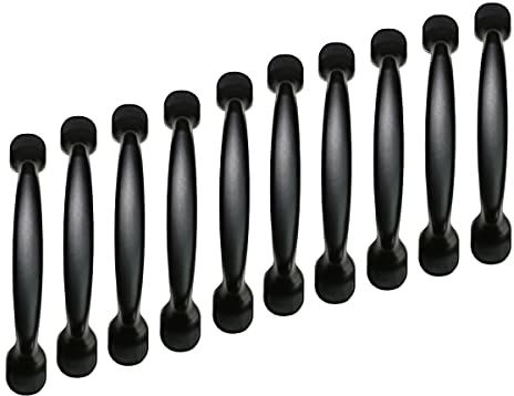 Qrity 20 Units Black Aluminum Cabinet Door Drawer Handles Knobs Pull Handles Cupboard Closet Door Bow Shape Pull Handle (96MM)