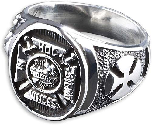 viva adorno Herren Ring Freimaurer IN HOC SIGNO VINCES Totenkopf Eisernes Kreuz Siegelring 925 Sterlingsilber SR35, Gr. 70
