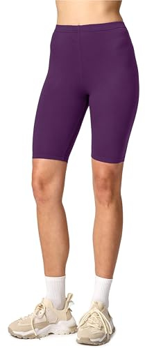 Merry Style Damen Sport Leggings kurz Sportleggings Radlerhose Sporthose aus Viskose MS10-145 (Pflaume, XL)