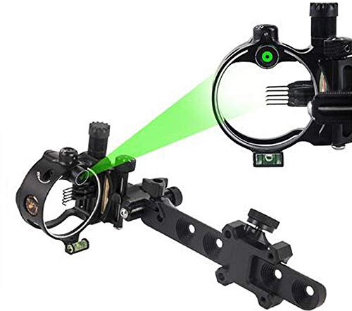 Bogen Visier 5 Pin / 7 Pin Bogenvisier Retina Micro Einstellbar Jagdvisier mit Bogen Viesier Licht Aluminiumlegierung Zielvorrichtung Compoundbogen Anblick Bogensport Zubehör (DB9250 Schwarz(5 pin))