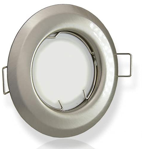 LED Einbaustrahler silber rund 5 Watt kaltweiß 12V - MR16 Einbauleuchten Ø 55-60mm Bohrloch - Einbau-Spot Decken-Strahler Deckeneinbaustrahler Deckenspot Deckeneinbauleuchte Einbauleuchte