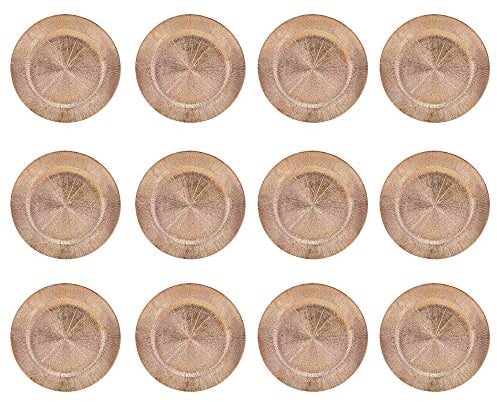 33cm Plastic Christmas Charger Plates (Rose Gold - Blast, 12)
