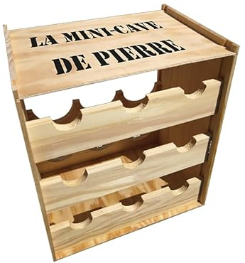 Cave a vin en Bois 9 Bouteilles - Casier a Bouteille Personnalisable avec Message, Logo, prénom… [ Caisse de vin en Bois ]