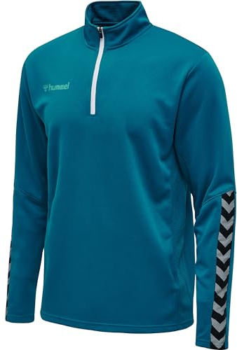 hummel Mens hmlAuthentic Half Zip Sweatshirt, Blue, Medium