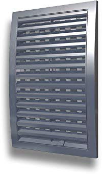 K-TECH-PRO Lüftungsgitter Wetterschutzgitter Modell D-RU mit Luftstromregelung verschließbar Größe 350x350mm, Farbe grau