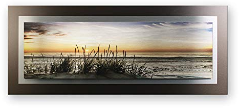 Kreative Feder 3D Metallic-Wandbild aus gebürstetem Alu-Verbund | Abendlicher Strand | modernes Designer Bild in XXL | 100 x 40 cm