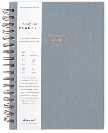 Der Selbstpflege-Planer von Simple Self - Bester Lebensplaner für Wellness, Erreichen von Zielen, Gesundheit, Glück - Produktivität, Dankbarkeit, Fitness - Undatierte Spirale 6 Monate (Mond, täglich)