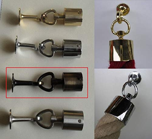 Messing Seilendkappe mit Ring und Haken für Ø30 mm Handlaufseil in Antik Brüniert (Gold & Schwarz Schattierung) Seilabschluss Seilkappe Handlaufseile