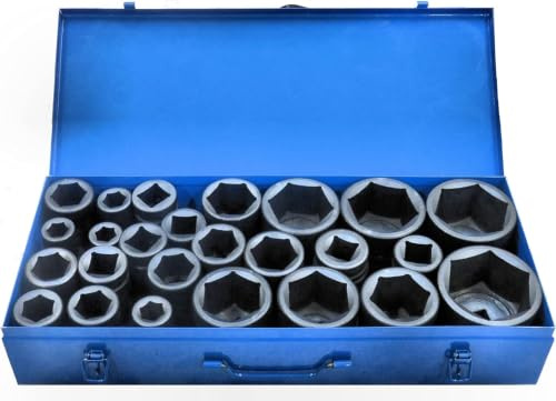 25 Tlg. Steckschlüssel Set 1“ Zoll Druckluft Schlagschrauber Nüsse Satz 6 Kant EXTRA große 17 bis 75 mm Impact Socket Set LKW Bus Traktor Landmaschinen Schiff Steckschlüsseleinsätze