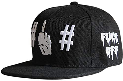 YUNHOME Baseball Kappe Schirmmütze Baseball Cap Basecap Kappen Finger Stickerei Fuck Off Flat Brim Hut Bboy Hip Hat Hat Hip Hop Männer Und Frauen Hip Hop Baseballkappe Hipster Hut-Schwarz_(56-59) cm