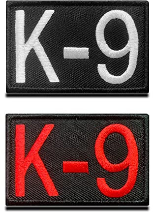 2 Stück Militär K9 Hund Polizei Hund Armee Hund Diensthund Haken und Schlaufe voll gestickte Tags Emblem Taktische K9 Patches zur Befestigung an Hundehalsband, Weste, Geschirr Kleidung